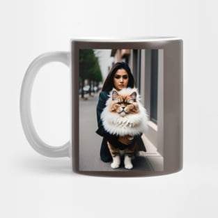 Beautiful woman with cat - Modern digital art Mug